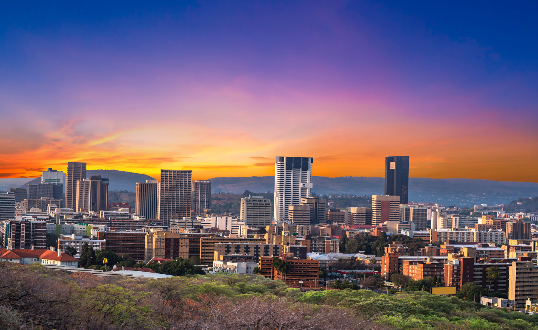 Pretoria city during sunset twilight in Gauteng South Africa